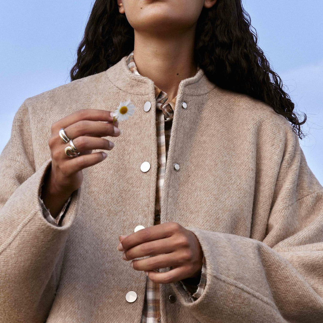 Oversized wool button jacket for women with a casual fit Lune London