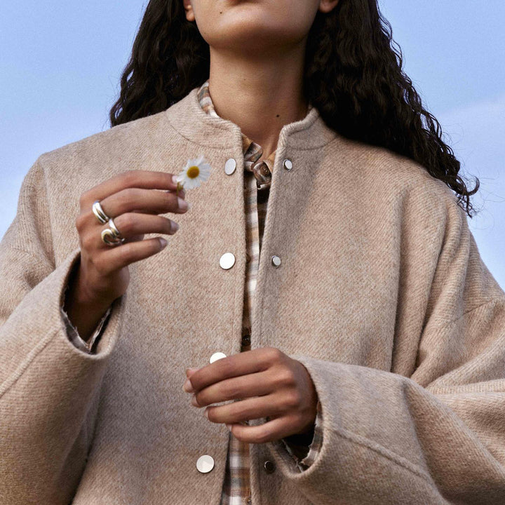 Oversized wool button jacket for women with a casual fit Lune London