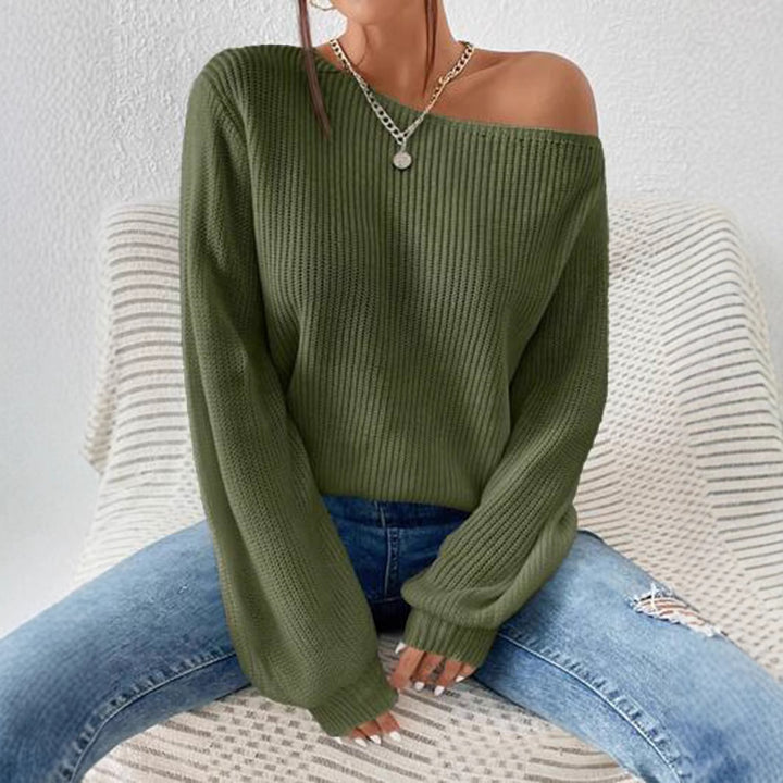 Ladies off-shoulder knitted sweater with a loose fit Lune London
