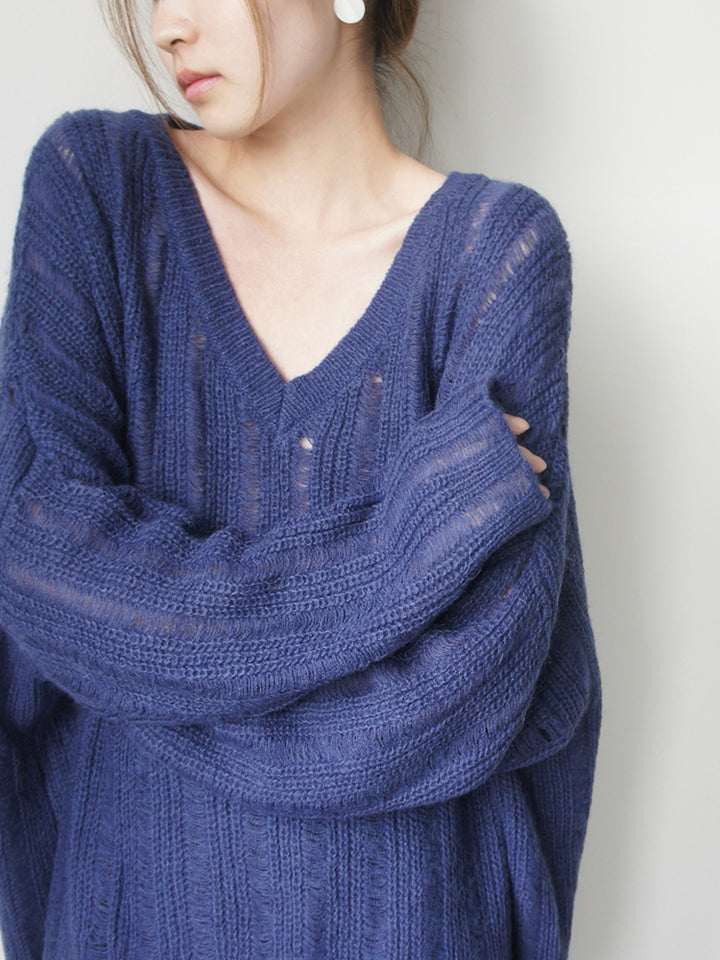 Pull en tricot épais pour femme avec col en V décontracté et structure tendance Chic & Stil