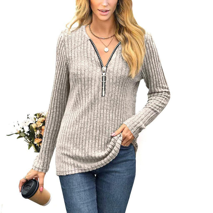 Women's sweater with high-quality zipper and fine rib design Chic and Stil