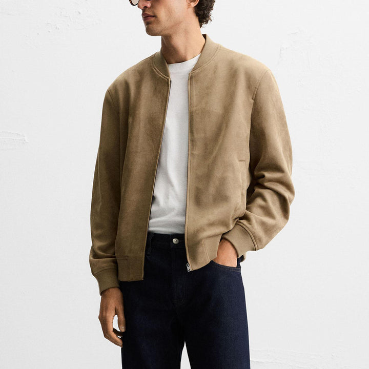 Men's suede bomber jacket with fine structure Amarae