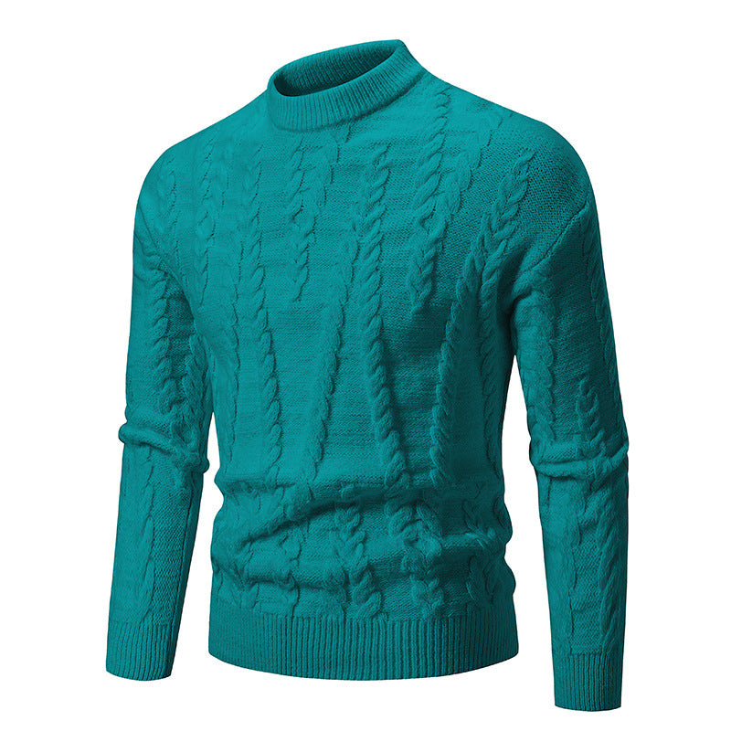 Knit sweater for men with classic twisted design and high collar Lune London