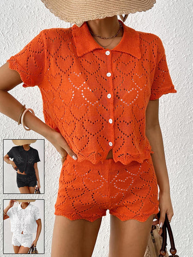 Women short knitted heart pattern set Amarae