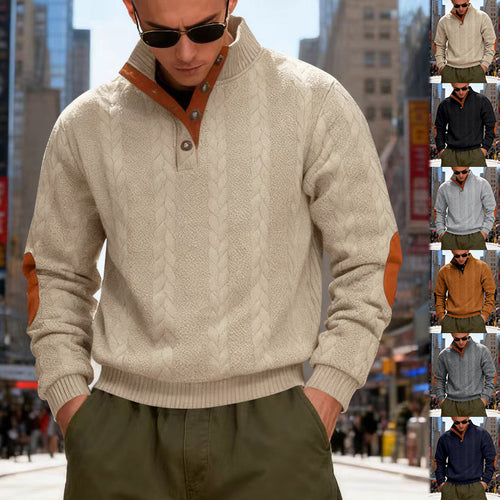 Men's knitted sweater with contrasting details and modern button closure Amarae