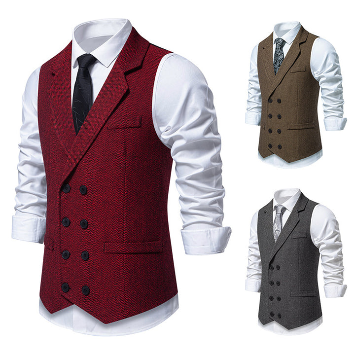 Elegant men's herringbone waistcoat with double-breasted buttons Lune London