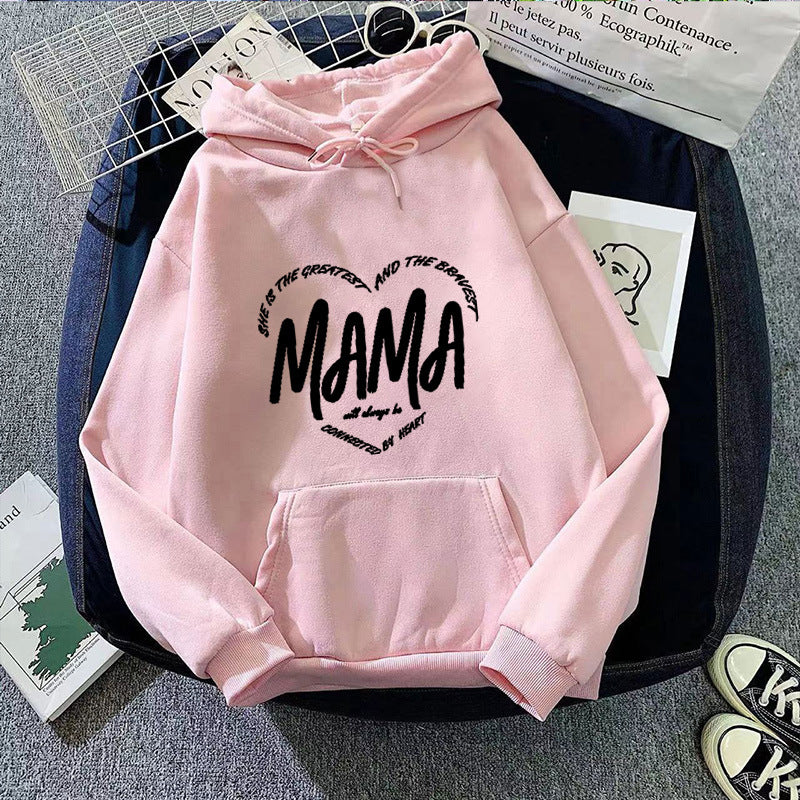Women's hoodie with creative mama slogan Chic & Style