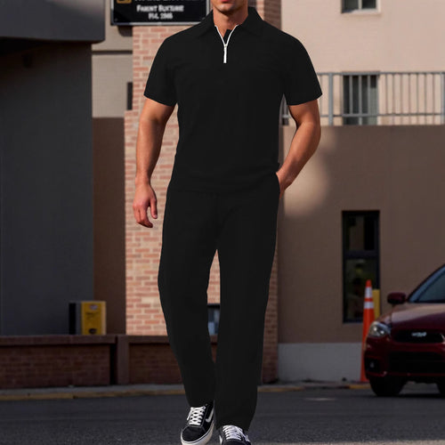Men's modern leisure set with high-quality short-sleeve polo and comfortable jogger pants Amarae