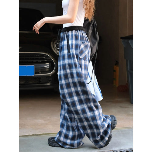 Pantalon à carreaux confortable pour femmes avec taille élastique et poches latérales Chic & Stil