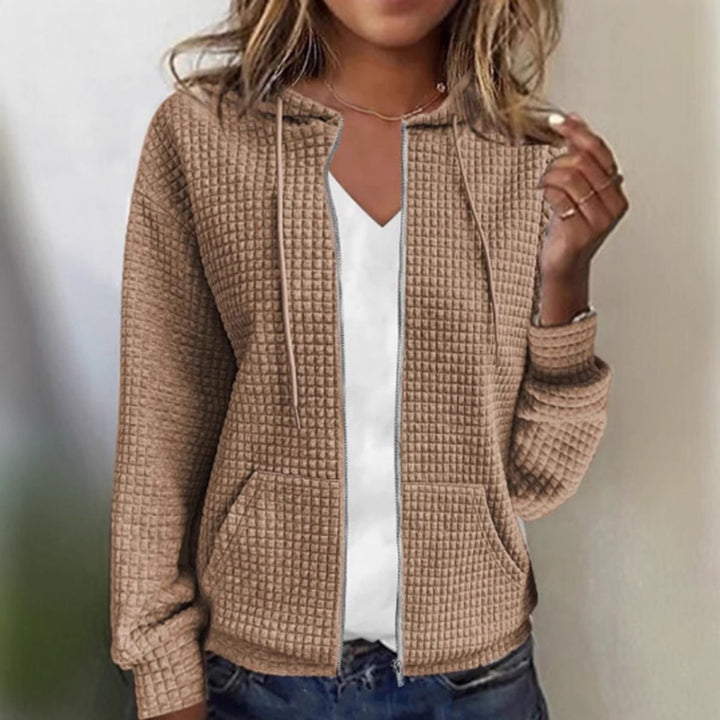 Veste à capuche en texture gaufrée décontractée pour femmes Chic & Stil