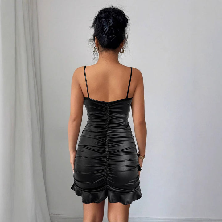 Ladies refined wrap dress with deep V-neck and elegant hem Lune London