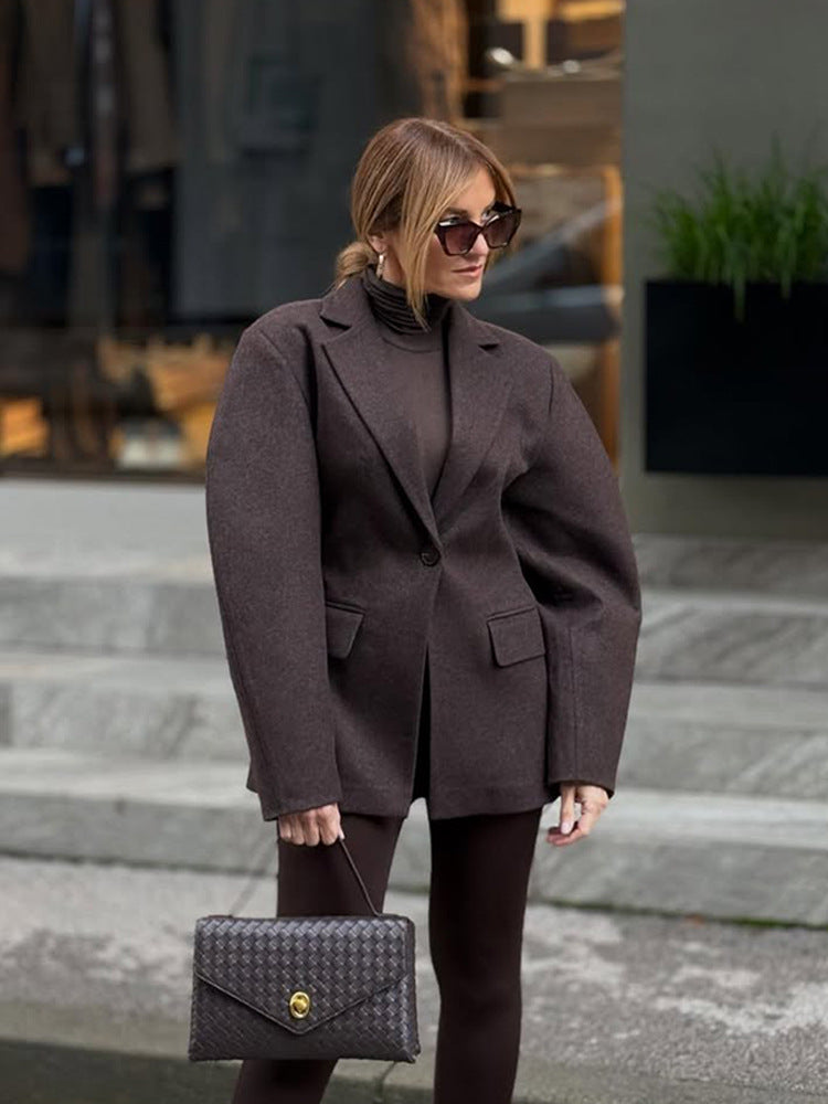Women's Oversized Structured Blazer with Emphasized Shoulder Area and Voluminous Sleeves Amarae