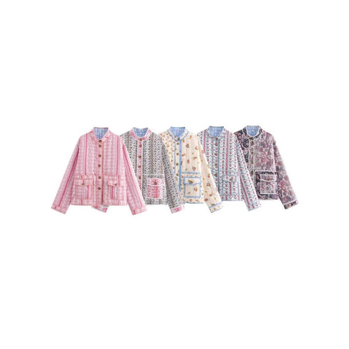 Ladies down jacket with floral patterns and practical pockets Amarae