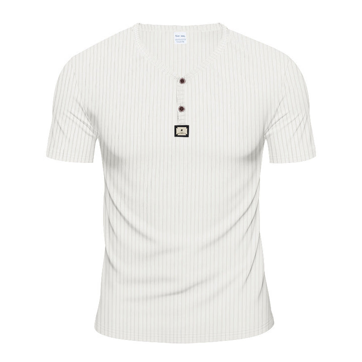 Men's Short Sleeve Henley T-shirt with Structured Design and Button Placket Lune London