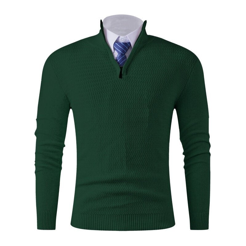Men's knit sweater with modern high collar and structured design Lune London