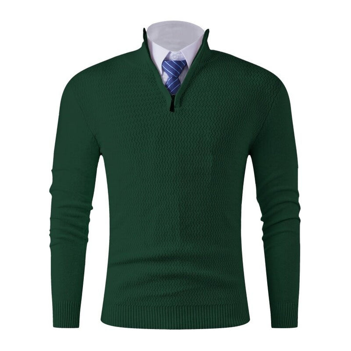 Men's knit sweater with modern high collar and structured design Lune London