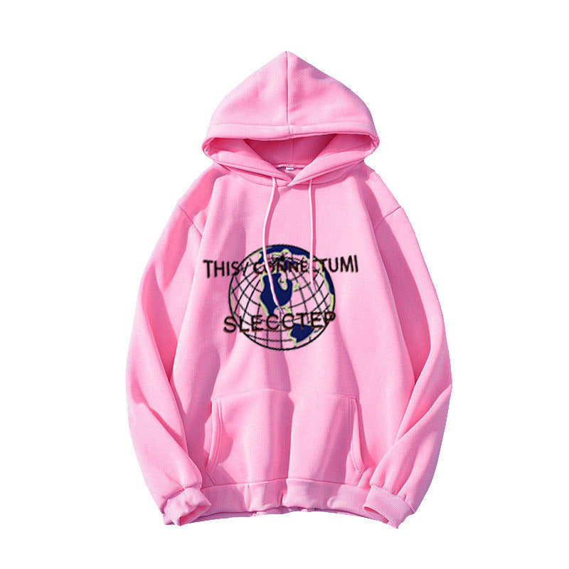 Women's Hoodie with Modern World Map Design Chic & Stil