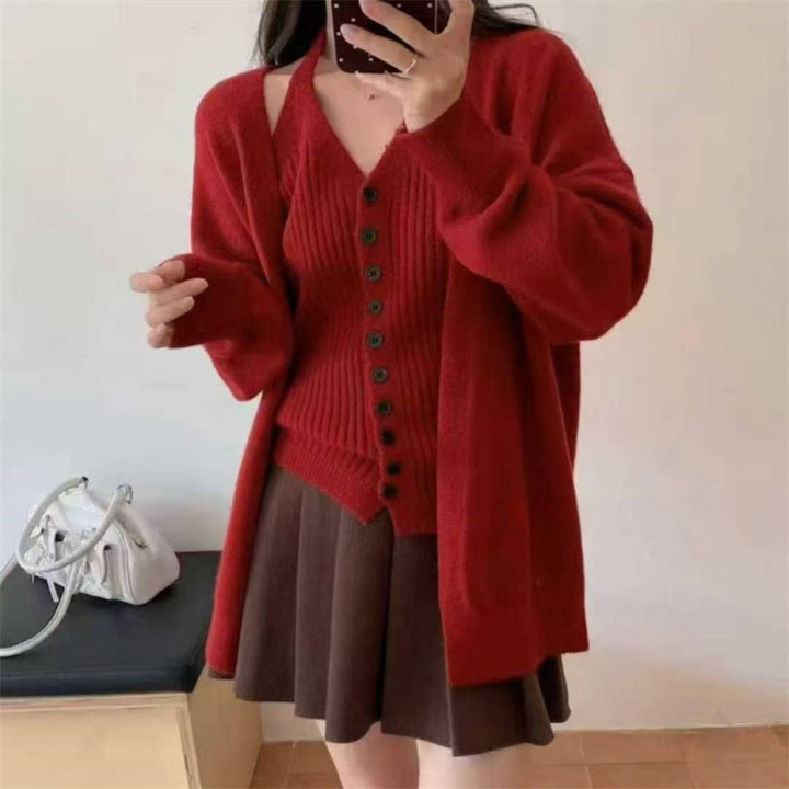 Cardigan en tricot épais pour femmes avec manches amovibles et détails en bouton Chic & Stil