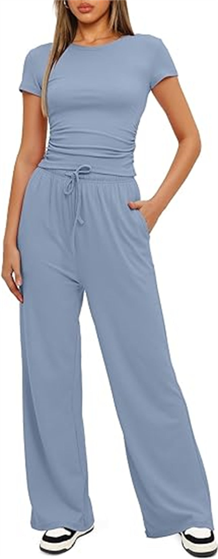Casual set for women with crop top and wide pants Lune London