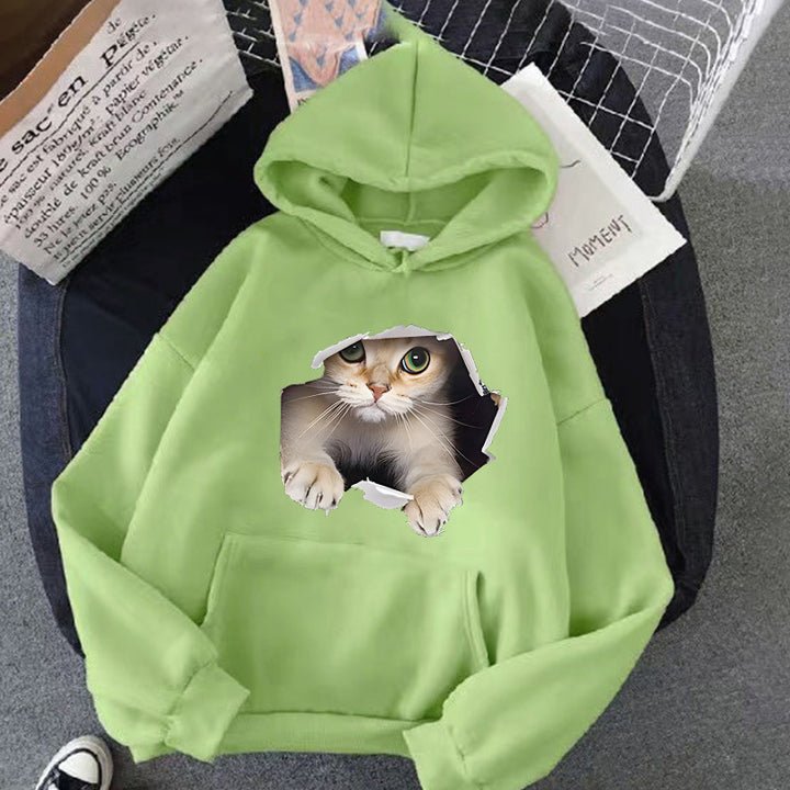 Women's hoodie with creative cat design Chic & Stil 1772612757