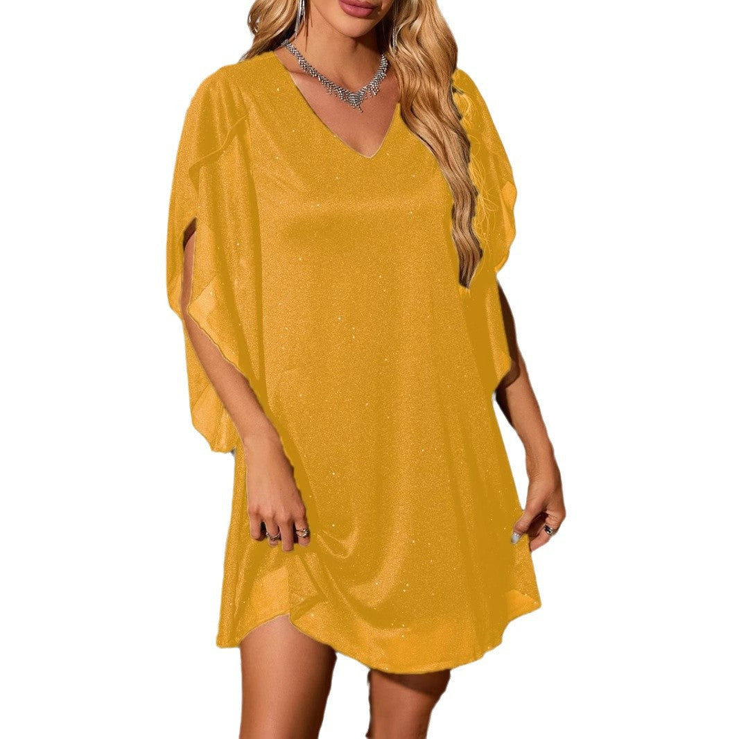 Women V Neck Sparkling Kaftan Dress Lune London