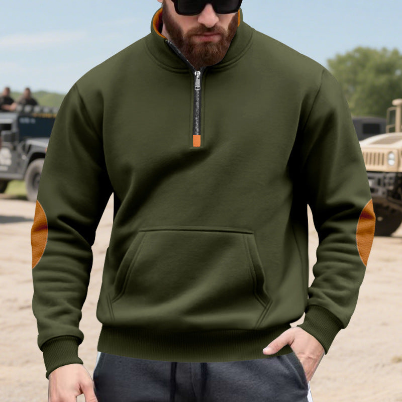 Casual hooded sweatshirt for men with half zipper and contrasting sleeves Lune London