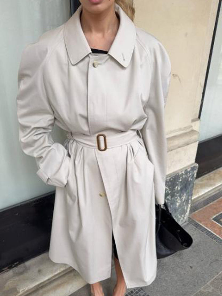 Women's mid-length trench coat in cocoon cut with belt and raglan sleeves Amarae