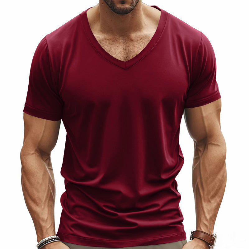 Functional T-shirt for men with V-neck in breathable material Lune London