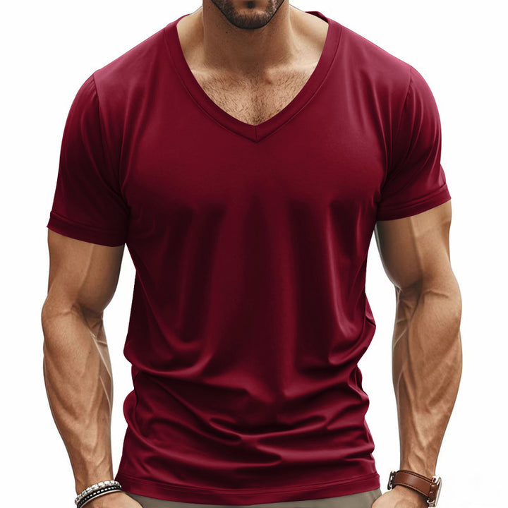 Functional T-shirt for men with V-neck in breathable material Lune London