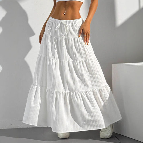 Maxi skirt for women with voluminous ruffles and side slit details Amarae