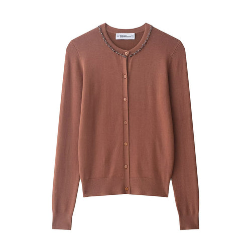 Cardigan tricoté à la mode pour femmes avec embellissement en perles élégantes Chic & Stil