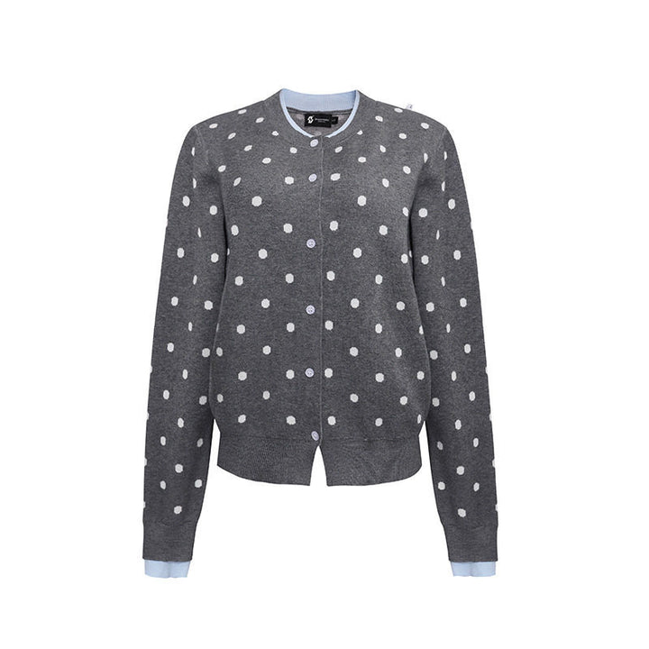 Womens Speckled Cardigan with Round Neckline, Button Placket and Layering Look Amarae