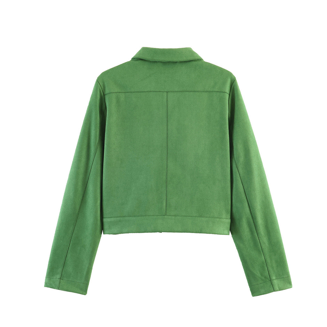 Ladies short cut velour jacket with breast pockets and zipper Amarae