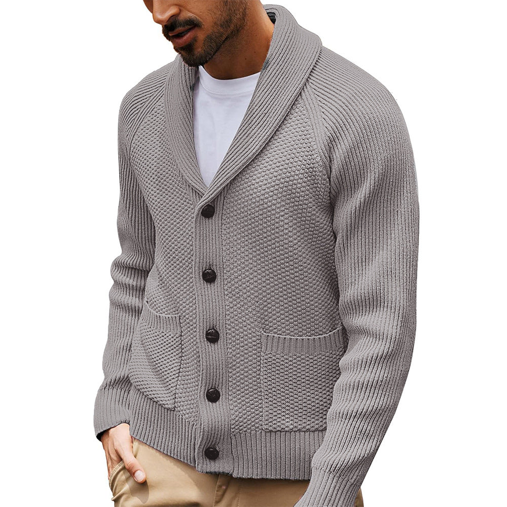 Knitted jacket for men with shawl collar and pockets Lune London