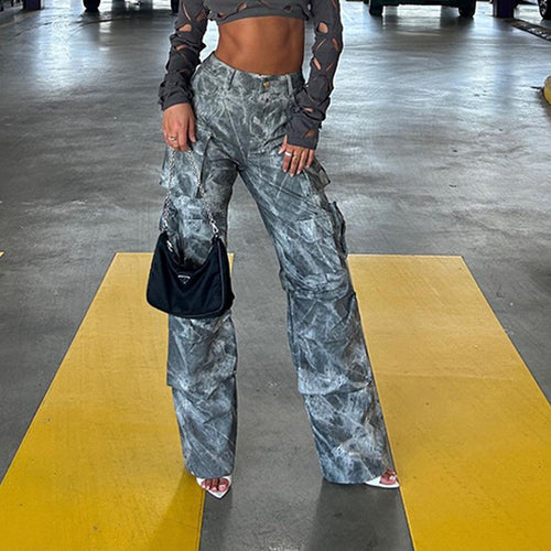 Wide-leg cargo pants for women with playful print Amarae