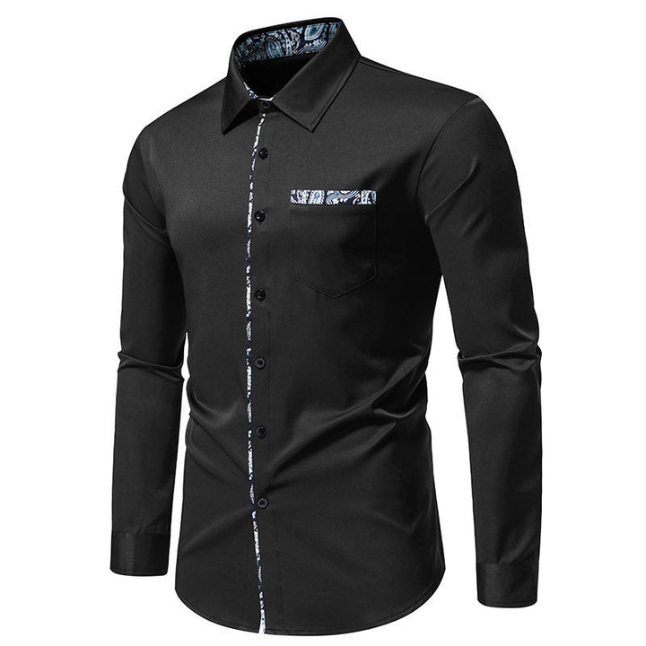 Lune London | Men's Long Sleeve Shirt with Fashionable Paisley Pattern on Collar and Cuffs