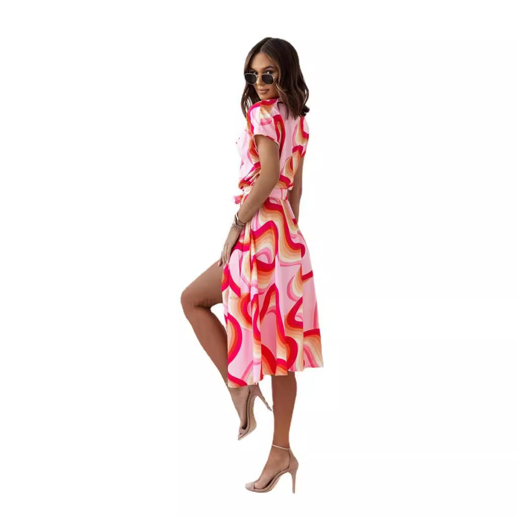Ladies Tropical Print Shirt Dress Lune London