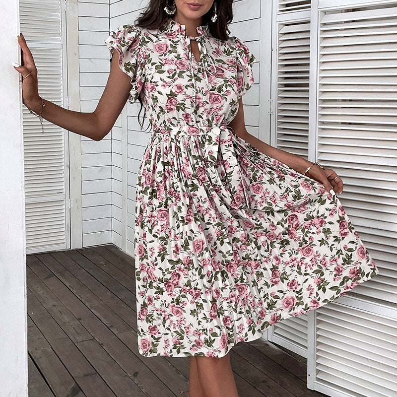 Elegant floral wrap dress for women with adjustable waist Lune London