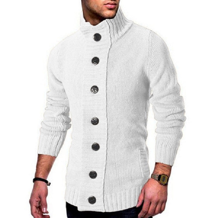 Knit jacket for men with stand-up collar and distinctive button details Lune London