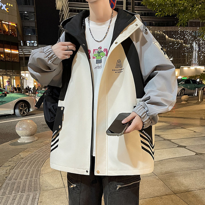 Urban transition jacket for men with adjustable hood Lune London