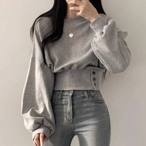 Sweat-shirt court femme à la mode avec manches bouffantes Chic & Stil