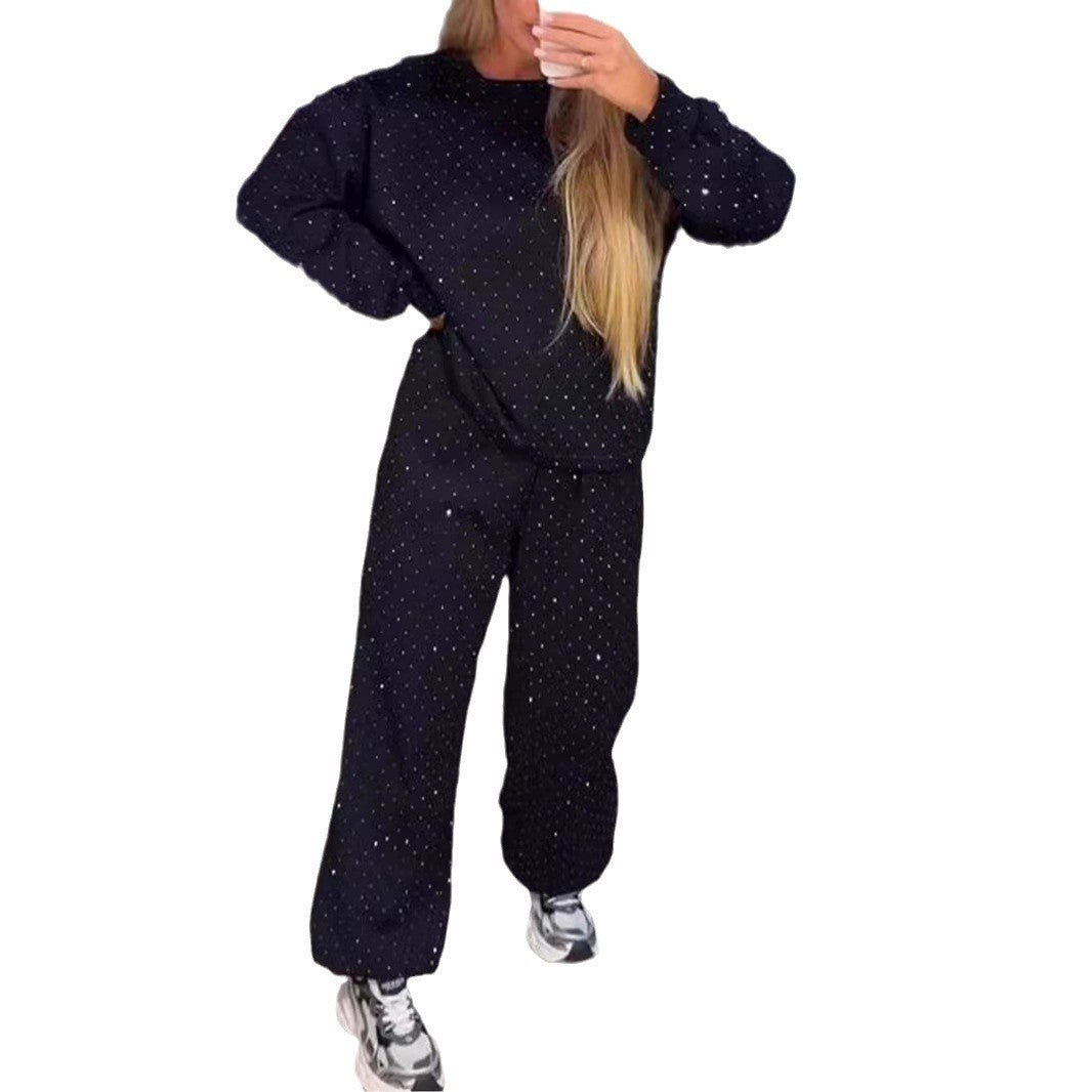 Lune London Women's Sports Lounge Set with Polka Dot Pattern and Elastic Waist