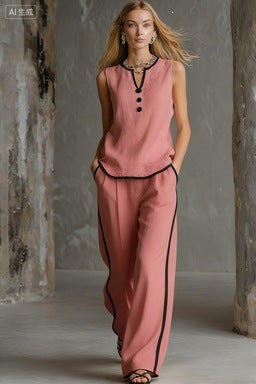 Women Elegant Two-Piece Set with Chic Top and Wide Pants Lune London