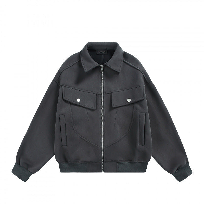 Unisex Zip Sweat Jacket with Patch Chest Flaps and Ribbed Hem Amarae