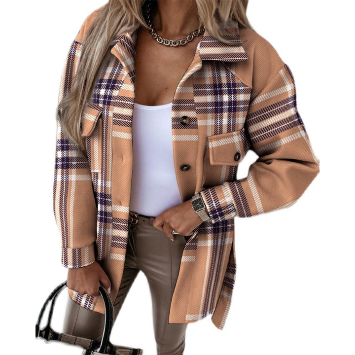 Oversized plaid jacket for women with pockets Amarae