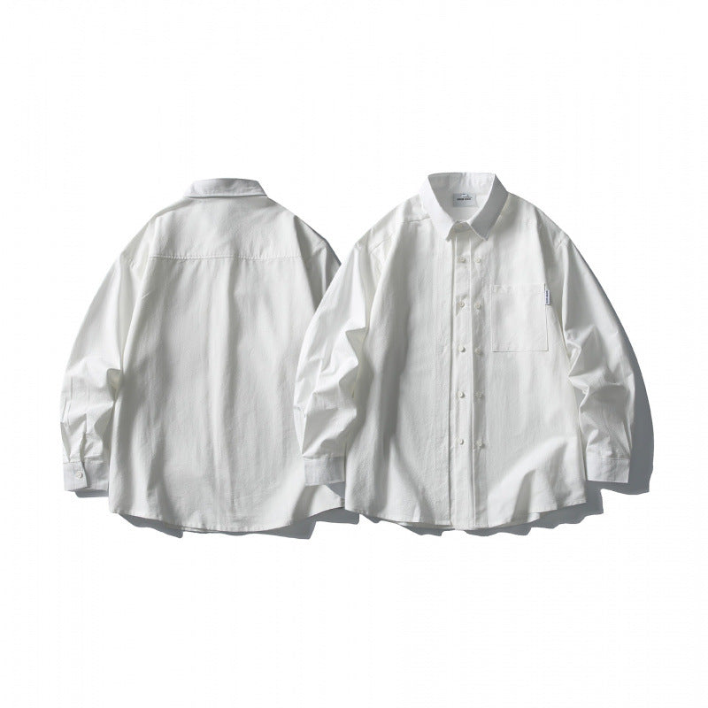 Men's Oversize Double-Breasted Cotton Shirt with Breast Pocket and Classic Shirt Collar Amarae
