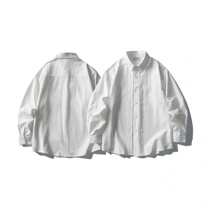 Men's Oversize Double-Breasted Cotton Shirt with Breast Pocket and Classic Shirt Collar Amarae
