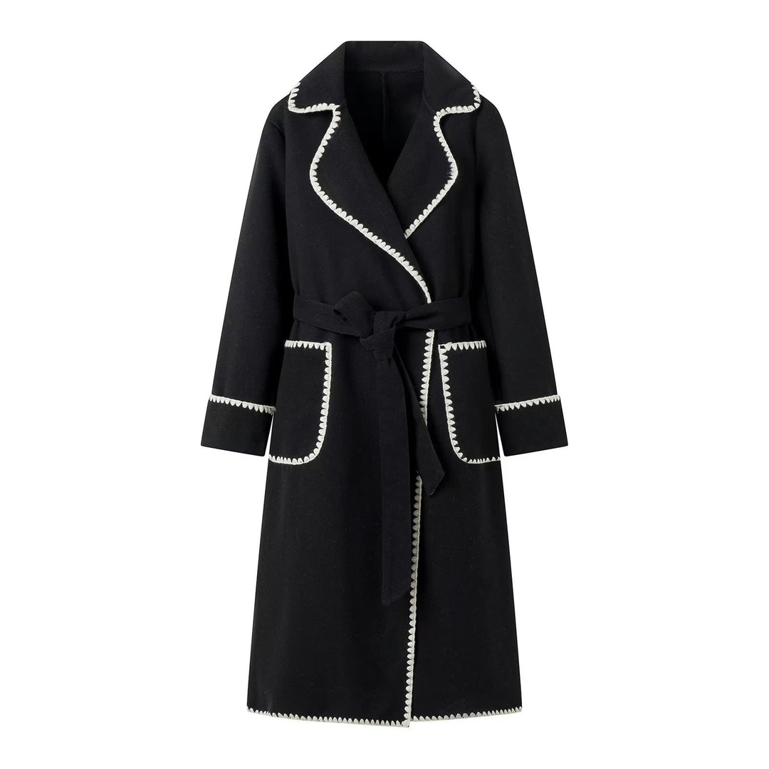 Elegant transitional jacket for women with decorative belt and high-quality pockets Lune London