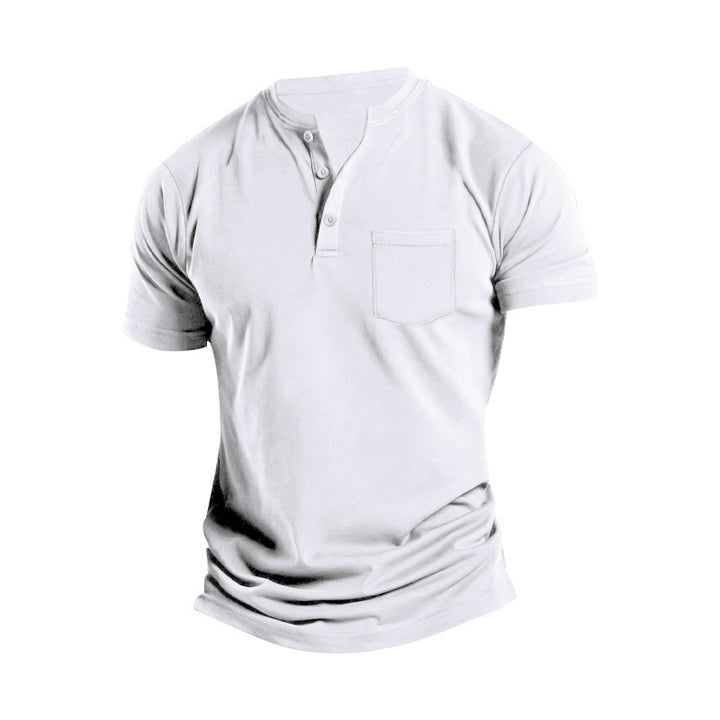 Men's Short Sleeve Henley T-Shirt with Practical Button Detail Lune London
