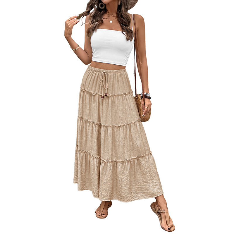 Lune London adjustable waist ruffled fluid maxi skirt for ladies